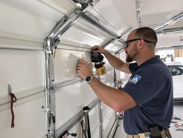 Downey Garage Door Repair technician quieting a noisy garage door in Downey