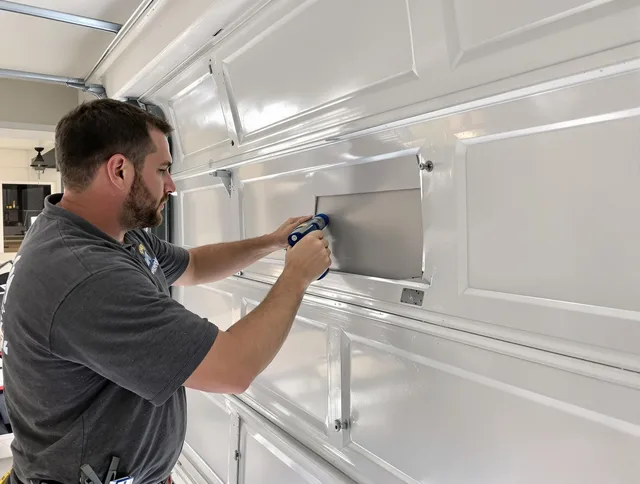 Garage door panel repair by Downey Garage Door Repair in Downey